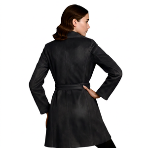 Chaqueta de Moto Vintage para Mujer, de Cuero de Oveja Premium, Ecológica, Impermeable, Corte Largo y Ajustado - Product Image 2