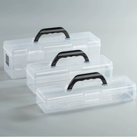 Boîte de rangement rectangulaire en plastique transparent personnalisée OEM pour papeterie et outils de nail art, multifonctionnelle, transparente mate, vide