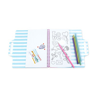 Livre de coloriage en spirale avec poignée de transport pour enfants, livre d'activités artistiques DIY avec crayons de couleur, autocollants en strass et autocollants découpés