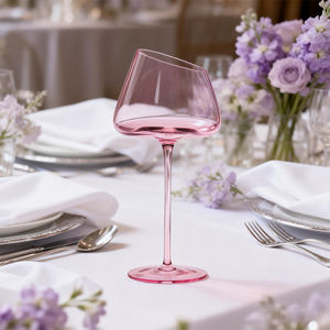 Бокалы для белого вина из розового хрусталя ручной работы от фабрики CnGlass, 100% ручная работа, роскошные бокалы для красного вина на длинной ножке для свадьбы - Product Image 2