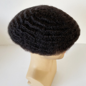 Unidades de cabello Afro Wave para hombres, reemplazo de cabello de encaje francés completo, tupé de cabello afro rizado negro para hombres, 1B 10mm - Product Image 2