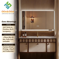 Ensemble de meubles de salle de bain modernes en bois massif OEM avec miroir mural, égouttoir en cuivre, étanche et écologique pour chambre et salle à manger