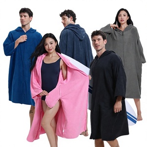 Serviette de bain <span class=keywords><strong>poncho</strong></span> en microfibre ultra-fine avec poche zippée dissimulée pour la plage et le <span class=keywords><strong>surf</strong></span> – Idéale pour l'été - Product Image 1