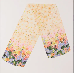 Lightweight Floral Print Polyester Scarf Sheer Chiffon Flower Pattern <b>Shawl</b> Soft Breathable Neck <b>Wrap</b> for Women - Product Image 4