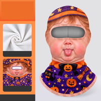Cagoule de ski amusante pour homme, imprimée visage de bébé 3D, avec moustache blanche, couvrant entièrement le visage, respirante, avec ouverture pour les yeux, extensible