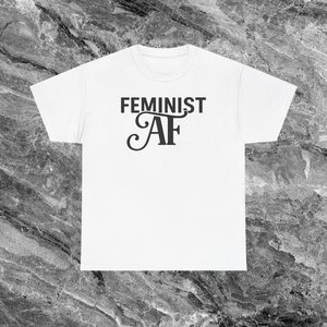 T-shirt Femminista Af bianca girocollo unisex casual con stampa - Product Image 2