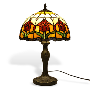 Lámpara de mesa LED estilo <span class=keywords><strong>Tiffany</strong></span> de Diseño Europeo con pantalla de cúpula de vidrieras DC Power para dormitorio y sala de estar - Product Image 5