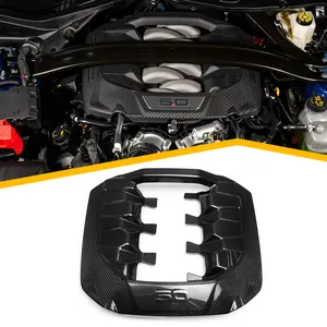 适用于福特野马S650 GT黑马2024 + 5.0发动机增压室盖更换干碳纤维外部装饰