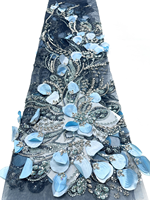 NI.AI Nouveau tissu en dentelle nigériane perlée avec perles brodées et sequins pour robes de mariée et matériaux de confection pour filles