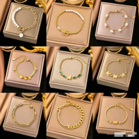 Bracelet double couche cloche lys acier titane haut de gamme polyvalent femme, bijoux mode bracelets fourniture en gros