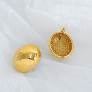 Dernières boucles d'oreilles en acier inoxydable plaqué or 18 carats, géométriques, elliptiques, surface lisse, imperméables, bijoux pour femmes, cadeaux d'anniversaire - Product Image 3