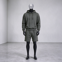 Ensemble sweat à capuche et short pour homme, vert olive, 2 pièces, pull à capuche, short de jogging à cordon, automne, personnalisable OEM ODM