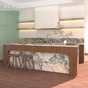 Tostone Isola di Lusso Multifunzionale in Marmo Calacatta Rosa con Piano Cottura a Induzione e Lavello Sottopiano per Case Personalizzate - Product Image 1