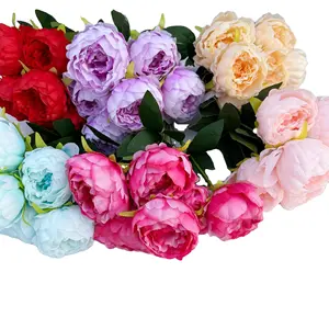 European Style Peony 7 Head flowers Garden Supplies Peonies Artificial Silk Flower Bouquet Silk Peony Decorative Flowers