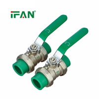Vanne à boisseau sphérique IFAN OEM PPR, raccords de tuyauterie PPR, vanne à boisseau sphérique double union en laiton PPR pour l'alimentation en eau froide et chaude