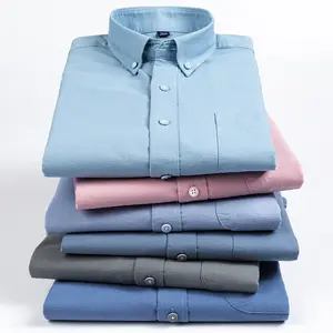 Spot 100% cotton Oxford cloth custom men's cardigan spring thin casual long-sleeved shirt anti-crease solid color shirt