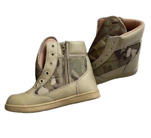 DFTSB115 Botas Tácticas para Niños y Estudiantes, Transpirables, de Microfibra, con Cierres Laterales, Color Negro, Bronceado y Caqui - Product Image 1