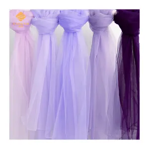 100% Polyester Wholesale colorful Bridal Mesh Net Tricot Tulle Fabric Violet Purple for Wedding Dress Party Decoration