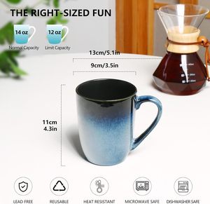 Lot de 6 grandes tasses à café en céramique modernes avec poignée Cacao Tasses à thé amusantes pour le <span class=keywords><strong>bureau</strong></span> et la maison Cadeau - Product Image 2