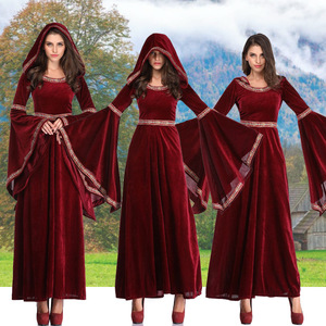 Usine cour médiévale reine Halloween Costume manches évasées <span class=keywords><strong>Victoria</strong></span> longue robe en velours pour adultes scène Performance - Product Image 2