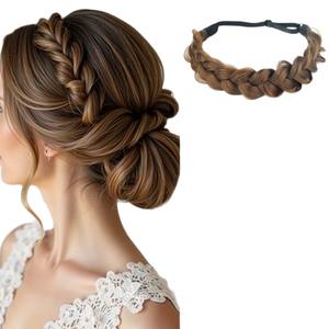Bridal <b>Braided</b> Hairband Synthetic Wig Extension High Temperature Wire Hair <b>Accessory</b> For Women Wedding Headwear - Product Image 2