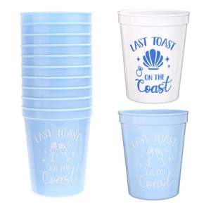 12 Gobelets en plastique réutilisables Thème Bord de Mer pour Fêtes, Prêts à l'emploi, Écologiques, pour Enterrements de Vie de Garçon, Douches Nuptiales, Mariages - Product Image 5