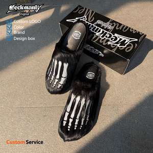 Customized cork fur slippers, stylish outdoor flat slippers for both men and women, printed embroidery - Product Image 3