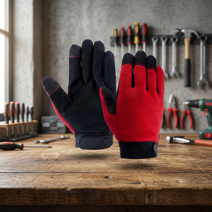Gants de travail antidérapants en PU JNA GROUP, bouts des doigts texturés, poignet élastique, gants de sécurité polyvalents, épaisseur 4 mil, 10 pouces, rouge - Product Image 3