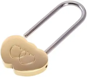 Factory hot sale Custom logo Big Decorative Heart Shaped Love Padlock high quality Solid Brass Wish Lock with key