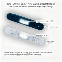Prise encastrée coulissante standard japonaise avec LED, multiprise dissimulée pour meuble de chevet, interrupteur marche/arrêt, fabriqué en Chine, sans Wi-Fi