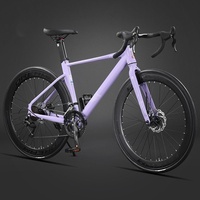 Vélo de course sur route 700cc en acier au carbone à 16 vitesses avec freins à disque hydrauliques 95% installés, roues en aluminium et câblage interne pour adulte