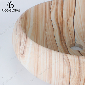 Lavabo ovale en pierre naturelle pour salle de bain, vasque à poser en marbre beige pour hôtel - Product Image 5