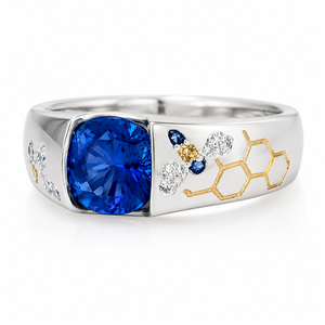 Anello a Nido d'Ape Blu per Donne, Gioiello da Dito Elegante e Minimalista in Stile Europeo e Americano - Product Image 1