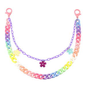 Cadena de cintura de doble capa de acrílico Yueli con patrón floral, cadena corporal unisex de moda para uso diario, accesorio de mezclilla estilo hip hop. - Product Image 5