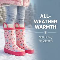 Bottes de pluie pour enfants à impression personnalisée, support OEM ODM, en caoutchouc naturel imperméable, motif lapin, pour la vente en gros et l'approvisionnement de marques