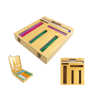 Bamboo Box Bamboo Bamboo Ziplock Bag Organizer Box For Drawer Bamboo Ziplock Bag Storage Organizer With Foil Dispenser Holders