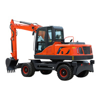 Machines de terrassement Machines de construction Pelles sur roues Machine de creusement hydraulique FW95-9 Mini pelle sur pneus Mini moteur