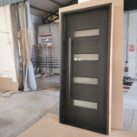Porte d'entrée moderne en placage de chêne noir, surface finie coupe-vent, à pousser et à tirer, pour hôtels, appartements, villas