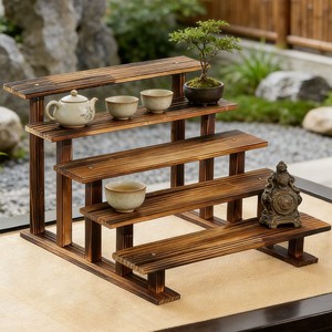 Solid Wood Multi Layer Shelf 5 Tier Countertop Plant Stand <b>Display</b> Rack For Desktop Organization Storage Unit - Product Image 3