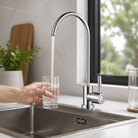 Grifo de cocina de 2 salidas para ósmosis inversa, de acero inoxidable 304, con filtro de agua potable, cuello de cisne, monomando, acabado cepillado, venta al por mayor de fábrica