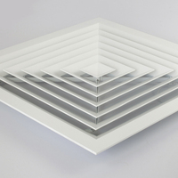 Diffuseur d'air carré en aluminium moderne pour plafond, avec fonction d'extraction et installation facile
