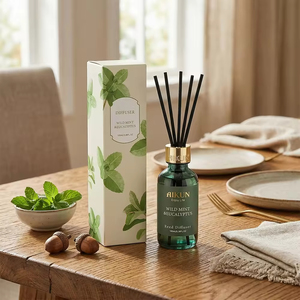 Difusor de Aromas Cilíndrico Aikun con Logotipo Personalizado, 100 ml, Menta Silvestre y Eucalipto, IP16, Verde Fresco, Botánico, en Caja de Regalo para Mesa de Comedor - Product Image 1