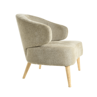 Fauteuil de style italien en bois massif avec revêtement, design Aston, fauteuil de détente rond, canapé pour salon, vente en gros DC-1366