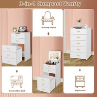 Ensemble de meubles en bois au design simple Coiffeuse en bois avec miroir et tabouret de maquillage rembourré