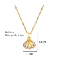 Collier Pendentif Coquillage en Acier Inoxydable Plaqué Or 18K PVD Anti-ternissement avec Perles et Zircons pour Femme - Vente en Gros