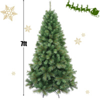 Sapin de Noël artificiel en pin de 7 pieds (1584 pointes) avec structure à crochets premium pour la décoration de la maison pendant les fêtes
