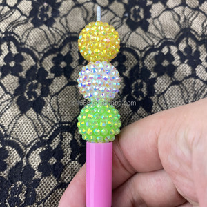 DIY warna Solid 20mm berlian imitasi Chunky Resin Bubblegum akrilik manik Spacer untuk pena perhiasan membuat bulat pemasok manik-manik - Product Image 3