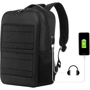 Mochila solar de muestra gratuita con panel solar de 7W para cargar teléfonos celulares y fuente de alimentación de 5V, mochila con forro de cuero genuino. - Product Image 2