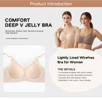 Soutien-gorge sans couture en gelée pour femme, décolleté plongeant, sexy, bretelles réglables, soutien doux et confortable pour poitrine généreuse, soutien-gorge de nuit sexy