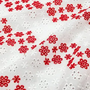 Tissu en coton brodé à petites fleurs français, nouvelle collection, fabrication d'usine, double couleur, design floral, nouveau